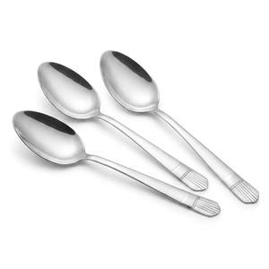 Elegante Juego de Cucharas de Postre de Metal con Mangos Decorativos, Acabado Espejo, Aptas para Lavavajillas, Cubertería para Bodas y Eventos - Product Image 1