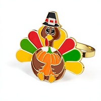 Anneaux de serviette en métal en forme de dinde et de citrouille pour la fête de Thanksgiving, décoration de table pour anniversaire, dîner, automne/hiver, maison et bar