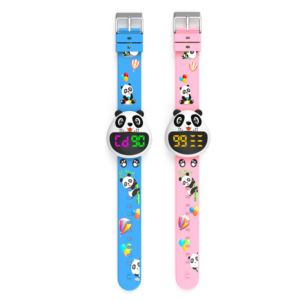 High-qiality mignon dessin animé imprimé LED Panada montre heure/date affichage montres numériques minuterie clignotante et alerte musicale pour les enfants - Product Image 1