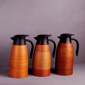 Bamboo Weaving Thermos Flask 304 Stainless Steel Handmade Hot Water Bottle Fashion Chinese Style Water Filling Gift - Product Image 2