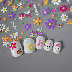 Nueva Llegada Pequeñas Flores Frescas Diseño <span class=keywords><strong>Uñas</strong></span> 5D En Relieve Colorido Margarita Pegatinas de <span class=keywords><strong>Uñas</strong></span> Verano Pétalo Nail Art Gel Pegatinas Proveedores - Product Image 3