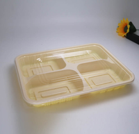 Boîte alimentaire jetable en plastique à 4 compartiments avec couvercle transparent pour la préparation de repas à emporter, idéale pour la restauration