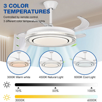 Ventiladores de Techo LED de 42 Pulgadas con Luz, Control Remoto, Atenuables, 3CCT, Aspas de Hierro y ABS, Precio Económico, Venta Directa de Fábrica