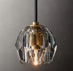 Modern Decorative Luxury Boule De Cristal Smoke Glass Cord Hanging Chandelier Crystal Pendant Lights