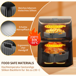 Nouvelle plaque de cuisson en silicone pliable et réutilisable, compatible avec les friteuses à air <span class=keywords><strong>Cosori</strong></span> Turbo Tower 10.8L et autres friteuses à air. - Product Image 2