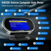 KONNWEI KW206 Combinador HUD con Pantalla TFT a Color de 3.5 Pulgadas - Alarma de Voltaje y RPM del Motor, Monitoreo de Velocidad, Herramienta de Diagnóstico OBD2/EOBD para Autos, 1 Año de Garantía