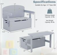 Rincón de Lectura de Madera Convertible en Banco de Almacenamiento de Juguetes, Juego de Mesa y Silla para Niños, para Preescolar, Habitación Infantil
