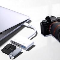 Pembaca Kartu USB C Multi-port 3-in-1 Tipe C ke SD TF Adapter OTG dengan Antarmuka USB untuk Smartphone Tablet Laptop