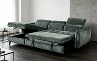 Canapé-lit moderne de style européen à deux places en velours avec rembourrage en éponge, gain de place, rangement intégré pour chambre et salon