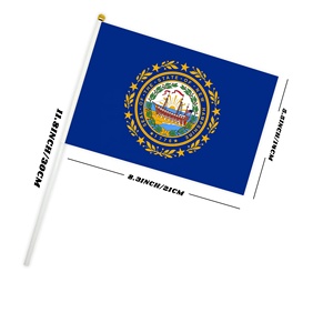Custom Logo New Hampshire The Granite State Hand Waving Flag 14x21cm Stick <b>Banner</b> for Football and Sports Events - Product Image 3