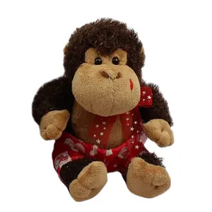 Dia dos Namorados Stuffed Animals Toy Funny Monkey Plush com Shorts vermelhos e arco