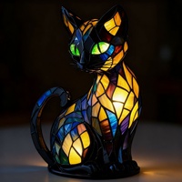 Lámpara LED de Resina con Diseño de Dachshund Estilo Caricatura, Serie de Gatos y Perros Luminosos, Estatua Decorativa Creativa de Animales, Lámpara para un Hogar Acogedor