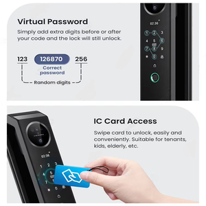 Kunci Pintu Depan Rumah Mewah Luar Ruangan Berbahan Aluminium Elektronik dengan Kunci Biometrik Sidik Jari Tuya Smart Lock dan Kamera Pengenal Wajah 3D - Product Image 5