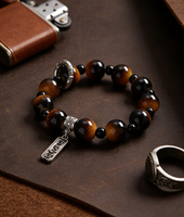 Bracelet en alliage exquis chinois, perles œil de tigre de haute qualité, style rétro, pour couple, idéal pour la saison des diplômes