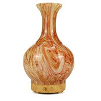 Diffuseur d'huiles essentielles en verre artistique finition marbre, humidificateur d'aromathérapie 100 ml avec lumière LED 14 couleurs