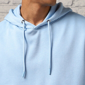 Felpa con cappuccio oversize da <span class=keywords><strong>uomo</strong></span> celeste-Pullover in misto cotone semplice con cappuccio coulisse e <span class=keywords><strong>abbigliamento</strong></span> con tasca anteriore - Product Image 3