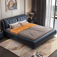 Wohn möbel für das Schlafzimmer weißes Leder gepolstert König aus gezeichnete bequeme moderne Doppel rahmen Aufbewahrung sbett für Erwachsene