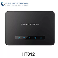 Grandstream HT812 VoIP Gateway IP con Router NAT Integrado, Teléfono Analógico de Doble Puerto con Identificador de Llamadas y QoS