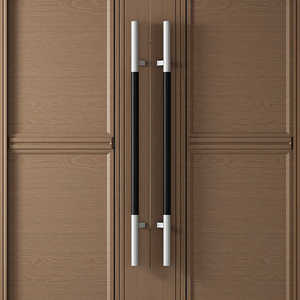 Poignée de <span class=keywords><strong>porte</strong></span> principale robuste pour villa, poignée en <span class=keywords><strong>bois</strong></span> et verre pour intérieur, grande poignée de traction en acier inoxydable pour salle de réunion d'hôtel - Product Image 2