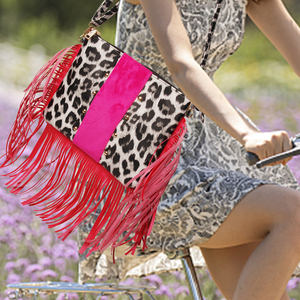 Bolso cruzado de piel de ante con flecos para mujer, bandolera de piel de vaca con estampado de guepardo, borla, DOM-1141208 - Product Image 2