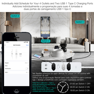 Tira de enchufe de pared brasileña MOES WiFi Smart Power con 2x1 + USB, control dividido de 10 amperios, aplicación Smart Life Tuya - Product Image 5