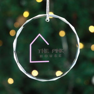 High Quality Handmade Round Shape Crystal Ornament UV Printing Crystal Glass Christmas <b>Tree</b> Decoration Ornament - Product Image 1