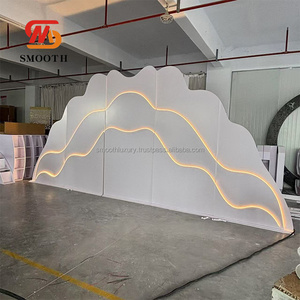 Smooth Factory Custom Popular Acrílico Led Blanco Floral Wedding Arch Door Stage Telón de fondo para grandes ventas - Product Image 6