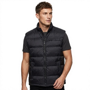 <b>LONG</b> MISSION INDUSTRY Unisex Black Puffer Vest Stand Collar Zipper Outerwear Quilted Winter <b>Waistcoat</b> Waterproof Windproof Front - Product Image 1