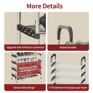 <span class=keywords><strong>Scarpiera</strong></span> Grande in Metallo OEM da Fabbrica, 5 Tubi per Strato, <span class=keywords><strong>Scaffale</strong></span> Porta Scarpe Smontabile per Ingresso - Product Image 3