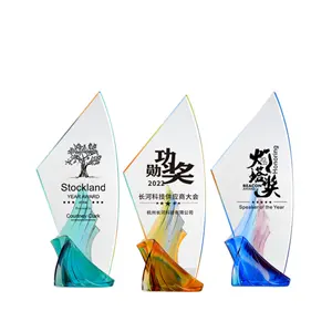 Mementos Clear Colorful Acrylic Trophy Cups Blank Glass Award Trophies Plaques