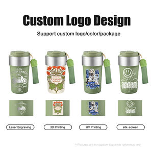 Vasos Personalizados de 17 oz al por Mayor para OEM/ODM, Taza de Café Azul de 500 ml con Tapa, Botella de Agua de Acero Inoxidable al Vacío para Viajes - Product Image 4