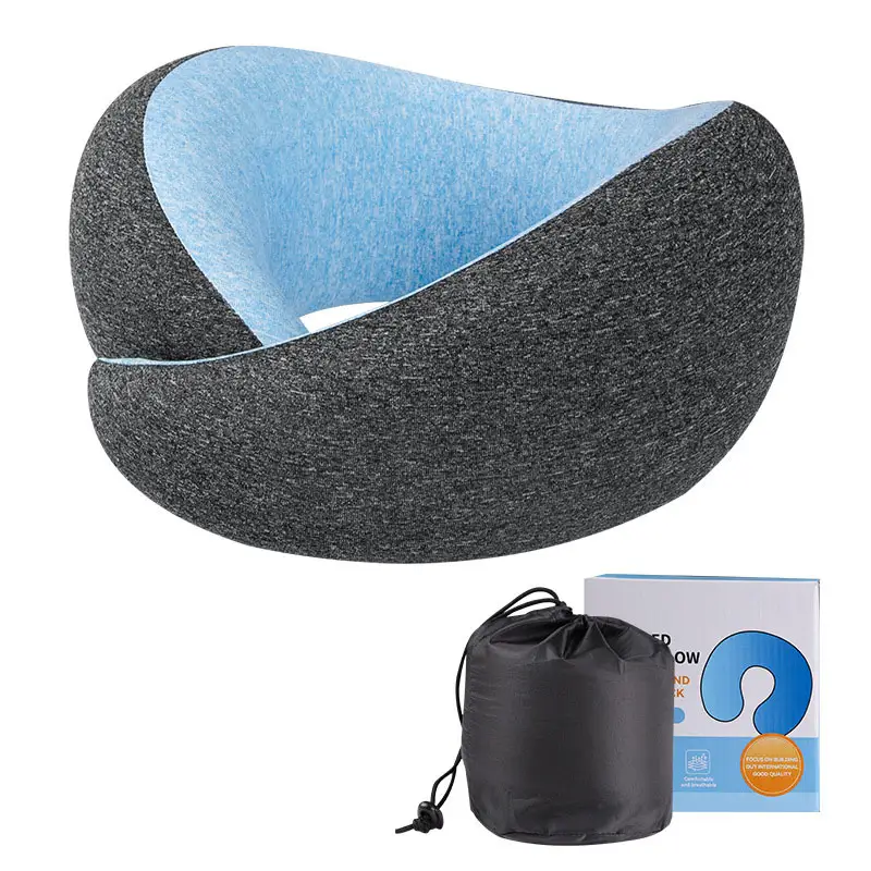 Travesseiro em forma de U para viagem de avião com máscara de olho, travesseiro personalizado de espuma de memória para viagem, travesseiro de pescoço para avião