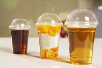 Gobelets PLA durables de 16 oz, compostables à base de plantes, pour boissons froides, avec couvercles plats en dôme, pour smoothies, jus, bar, logo personnalisé
