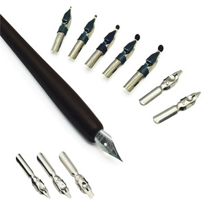 Nuova confezione di legno Set di penne da regalo con <span class=keywords><strong>pennino</strong></span> dorato nero <span class=keywords><strong>inchiostro</strong></span> e 11 pennini calligrafia Set di penne - Product Image 4