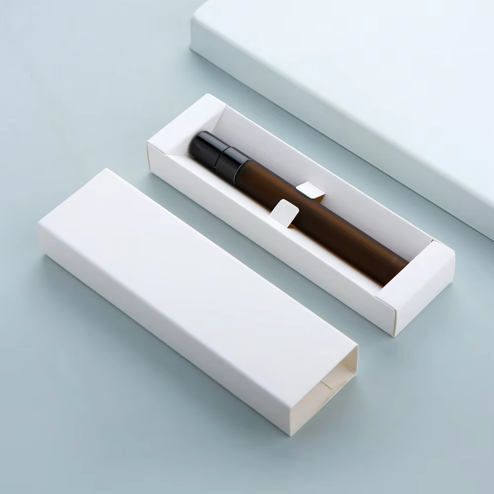 Matte amber perfume bottle + Black sprayer + White box