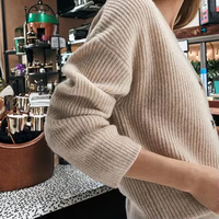 Ensemble deux pièces en cachemire tricoté pour femme, style simple et tendance, combinaison avec pantalon, prix d'usine