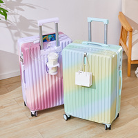 Valise ABS tendance à dégradé de couleurs, multi-tailles, avec roulettes silencieuses, unisexe, grande capacité