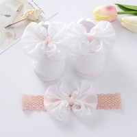 Sepatu Bayi Baru Lahir, Sepatu Bayi Perempuan dengan Ikat Rambut, Set Headband, Sepatu Bayi Lembut untuk Balita yang Belum Bisa Berjalan
