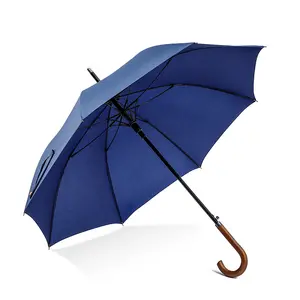 Jtx609 guarda-chuva de viagem, à prova de vento, grande camada dupla, para golfe, cabo de madeira, 120cm, guarda-chuva automático reforçado