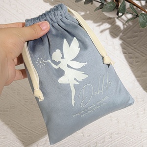 Bolsa antipolvo con cordón de terciopelo azul de Color personalizado de alta calidad, bolsa con cordón, logotipo personalizado, regalo de terciopelo, bolsas de compras para ropa - Product Image 3