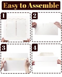 Caja para Pastel Blanca con Ventana, Bases Redondas <span class=keywords><strong>Blancas</strong></span> para Pastel de 12 Pulgadas, Contenedores para Pastel de 12 Pulgadas, 10 Metros de Cinta de Seda Dorada - Product Image 5