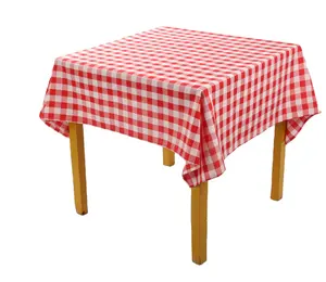100% โพลีเอสเตอร์สีขาวสีแดงตรวจสอบผ้าปูโต๊ะตกแต่งผ้าปูโต๊ะรับประทานอาหารสำหรับบาร์บีคิว
