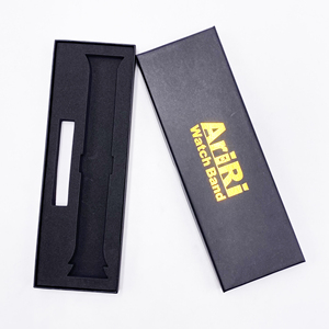 กล่องบรรจุภัณฑ์สายนาฬิกาสีดำสำหรับ <span class=keywords><strong>Apple</strong></span> <span class=keywords><strong>Watch</strong></span> band <span class=keywords><strong>NATO</strong></span> พร้อมโลโก้สีทอง - Product Image 1