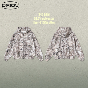Driov 2025 phổ biến unisex dạo phố Zip-up hoodie Vintage Punk Camo chi nhánh in áo khoác lỏng Hoodies - Product Image 1