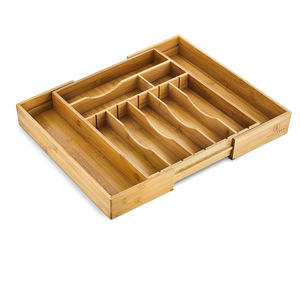 Organizador de Cubiertos Ajustable de Bambú, Bandeja Extensible para Almacenamiento de Cocina con Divisor, Retráctil, a Prueba de Polvo, Sin Instalación - Product Image 5