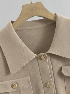 厂家定制风格或标志ODM两件式户外复古开衫外套和适合女性针织毛衣的中长裙套装 - Product Image 2