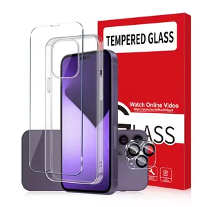 屏幕保护器手机钢化玻璃2022全胶2.5D带手机外壳，适用于Iphone 14 13 12相机镜头保护器