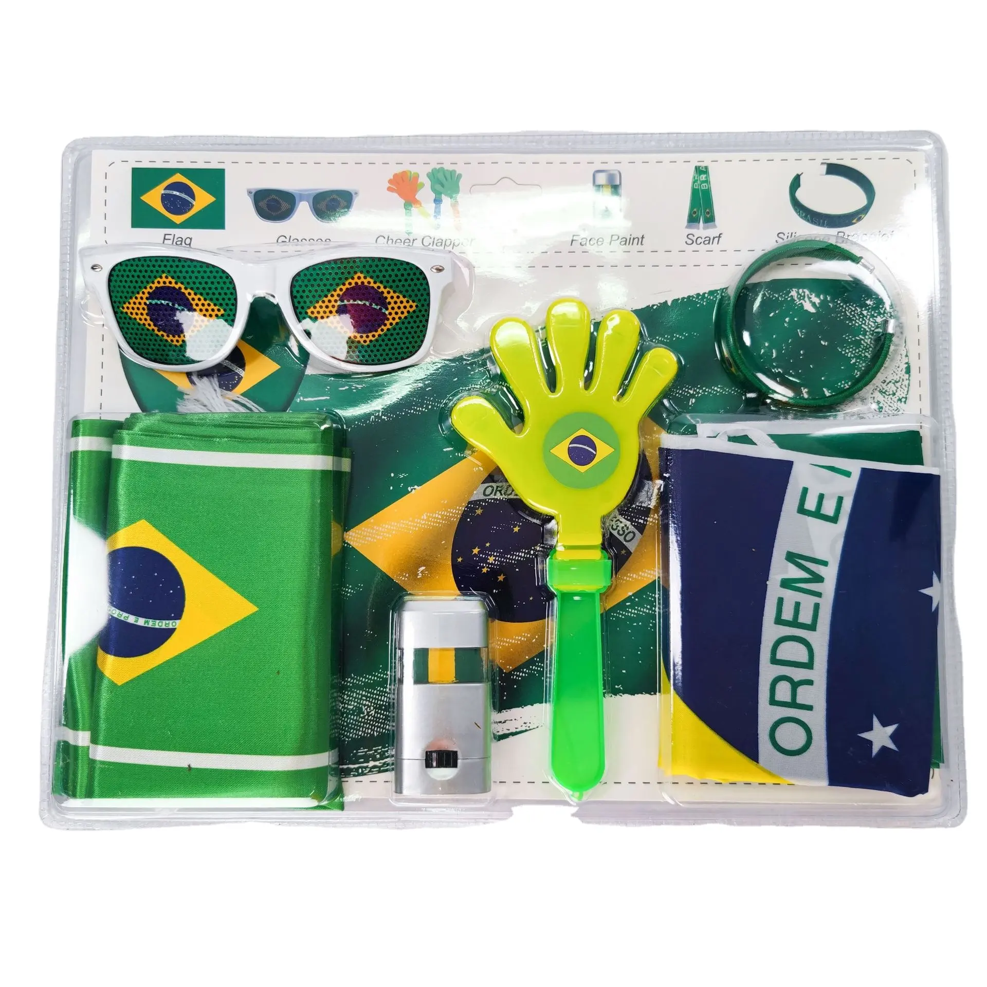 All'ingrosso della fabbrica bandiere nazionali personalizzate del Brasile di diversi paesi accessori calcio calcio festa allegria vestito di riscaldamento