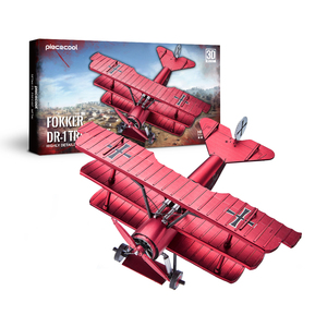 Piceccool fokker <span class=keywords><strong>DR</strong></span>-1 triplane <span class=keywords><strong>DIY</strong></span> 3D เพื่อการศึกษาของเล่นโลหะปริศนาของขวัญคริสต์มาสสำหรับผู้ใหญ่และเด็ก - Product Image 1