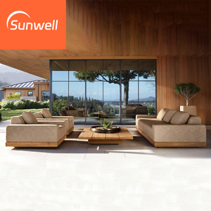 Ensemble de canapés d'extérieur modernes, meubles de <span class=keywords><strong>jardin</strong></span>, ensembles de meubles de patio, balcon, parc, hôtel, <span class=keywords><strong>salon</strong></span> en bois massif, canapés d'extérieur en teck - Product Image 1